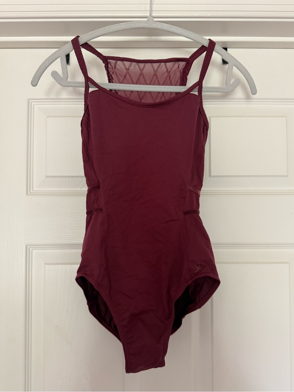 Bloch Burgundy Mesh and Velvet Leotard